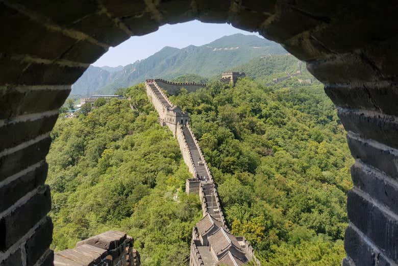 Admirando as vistas da Grande Muralha da China